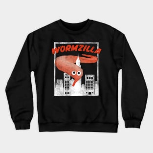 Orange Worm On A String Meme Wormzilla Retro Japanese Style Crewneck Sweatshirt